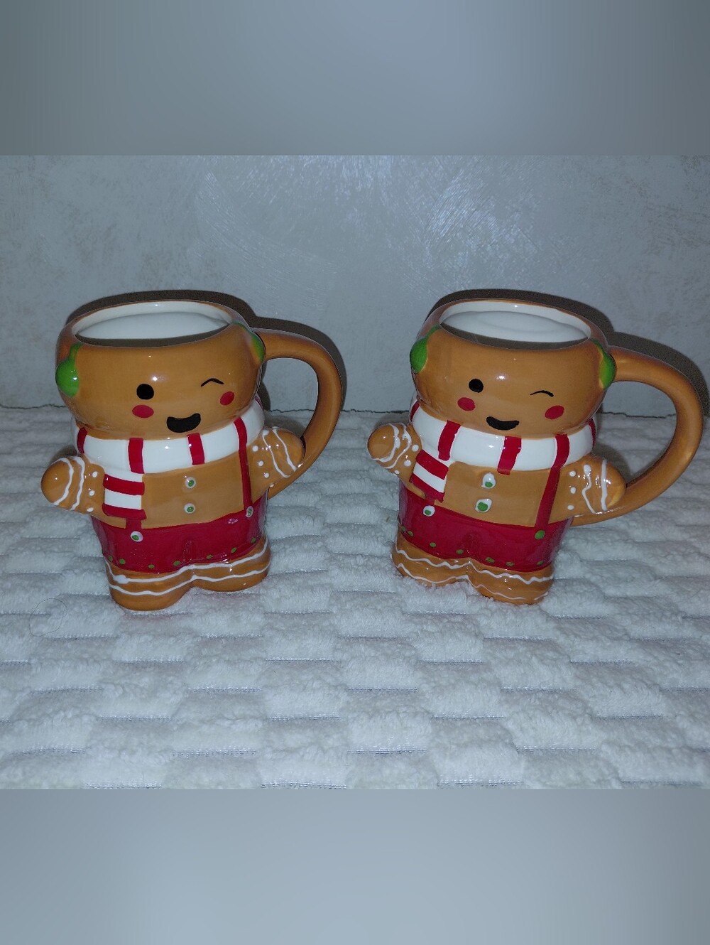 Gingerbread Ceramic Holiday Mug - Red and White
